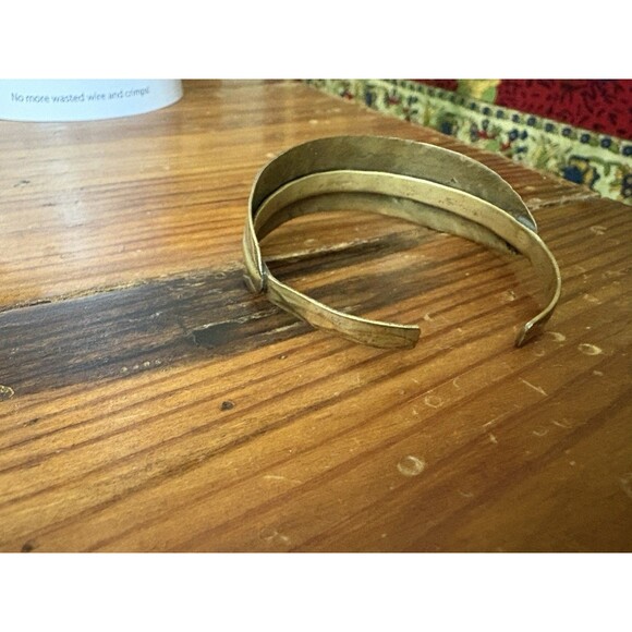 Vintage Copper Leaf Bangle Bracelet Size 7 Boho Adjustable - Picture 7 of 8
